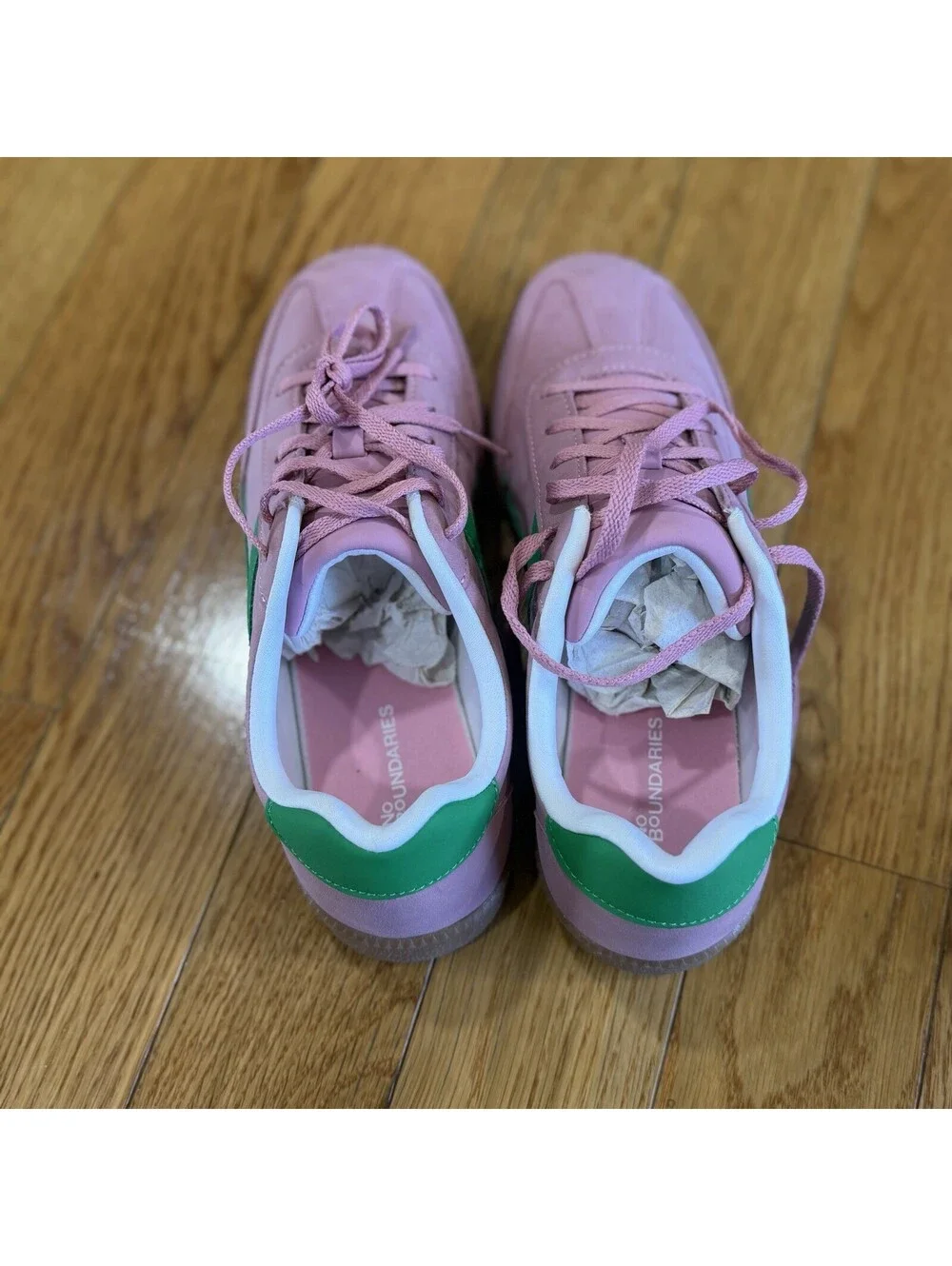Size US 9 Women’s No Boundaries Women's Lace Up Sport Sneakers Pink Green